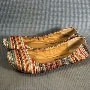 Lucky Brand Boho Emmie Ballet Flats Crochet Sequin Turquoise Women’s Size 6